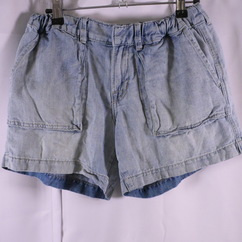 Lucky Brand Women's Small Blue Distressed Denim Jorts Linen Cotton